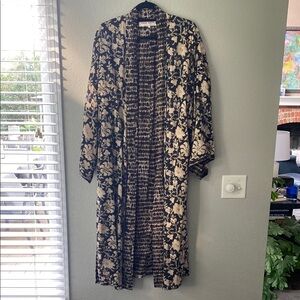 Floral Black and Cream Women's Coat